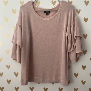 Rose gold ruffle sleeve blouse